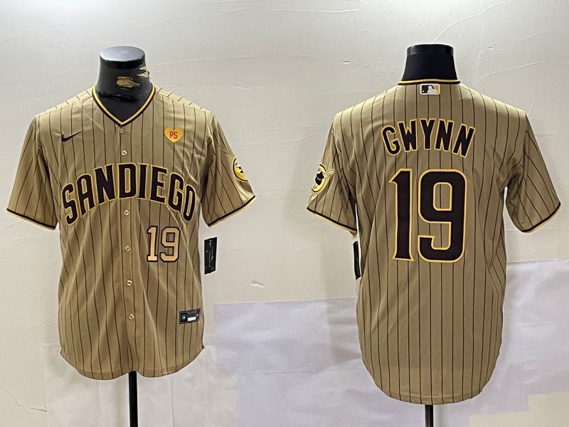 Men San Diego Padres #19 Gwynn Browm Stripe Game 2024 Nike MLB Jersey style 8->indianapolis colts->NFL Jersey